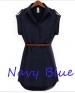 SMART TOP- Dark Blue Garment Summer New Women Short-sleeved Large Size Loose Shirt Chiffon Dresses Fashion Casual 